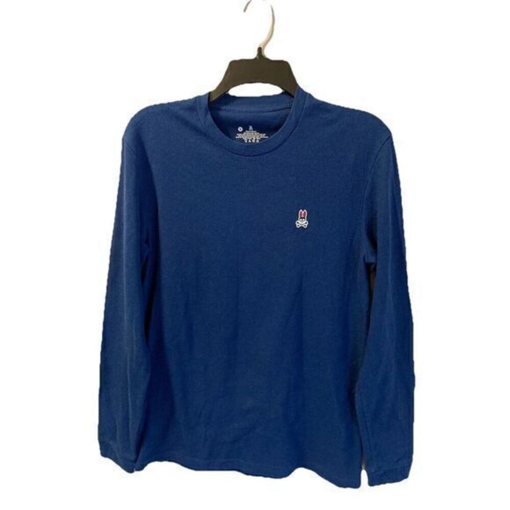 Psycho Bunny Shirt Mens Waffle Knit Blue Long Sleeve Thermal Sz Small